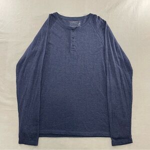 Faherty Cloud Cotton Henley Shirt Mens 2XL Long Sleeve Pima Blue Casual XXL